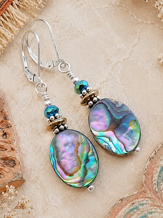 Kachina Designs Jewelry Jewelry - Abalone Earrings With Sterling Silver Leverback Earwires